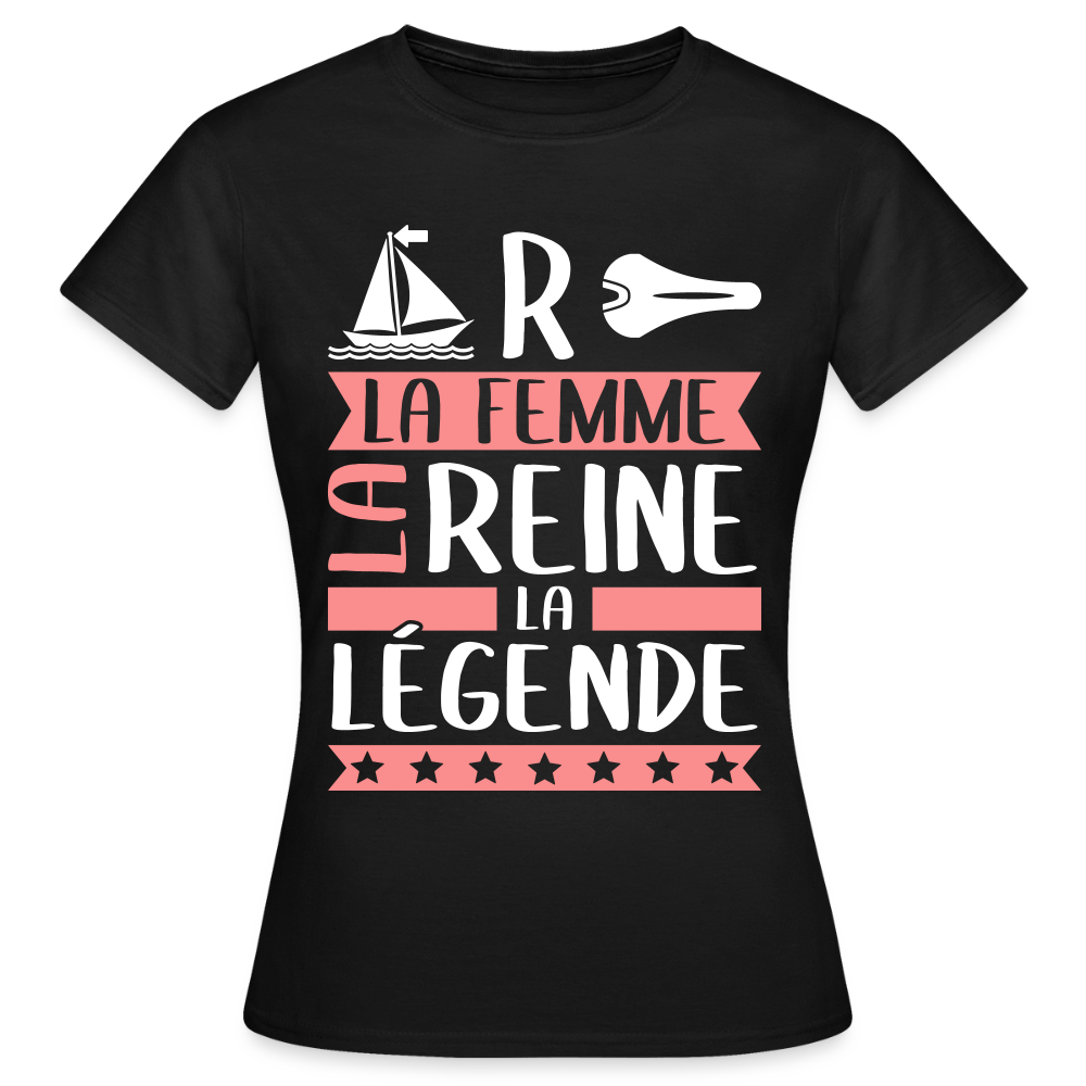 T-shirt femme Marcelle rébus – La femme, la reine, la légende - noir