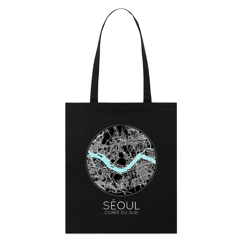 Tote Bag Séoul Bio – Plan de Séoul - noir