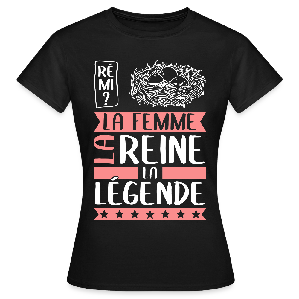 T-shirt femme Fanny rébus – La femme, la reine, la légende - noir
