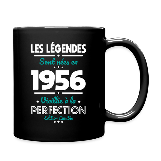 Mug anniversaire noir femme 70 ans – Les légendes sont nées en 1956 - noir
