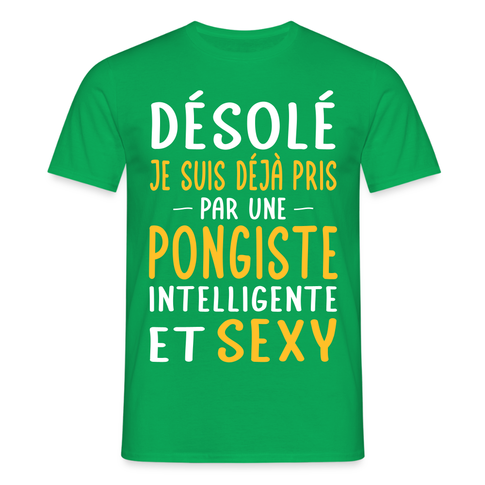 T-shirt Homme - Je suis pris par une pongiste intelligente et sexy - vert