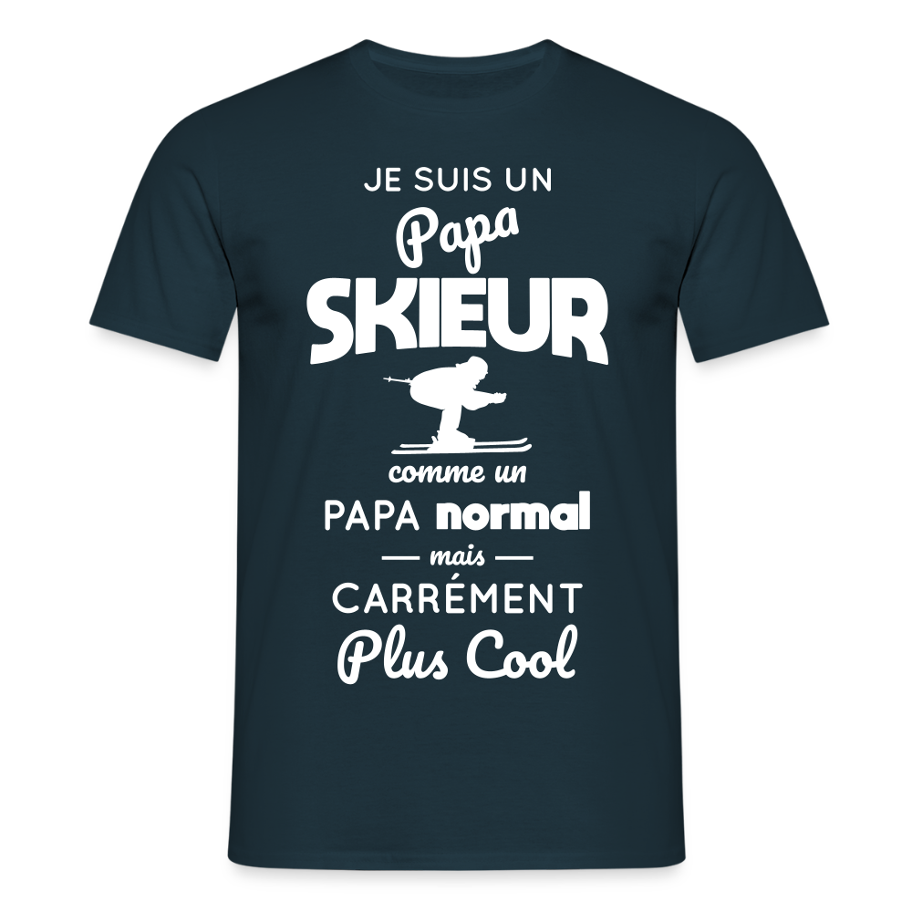 T-shirt Homme - Papa skieur plus cool - marine