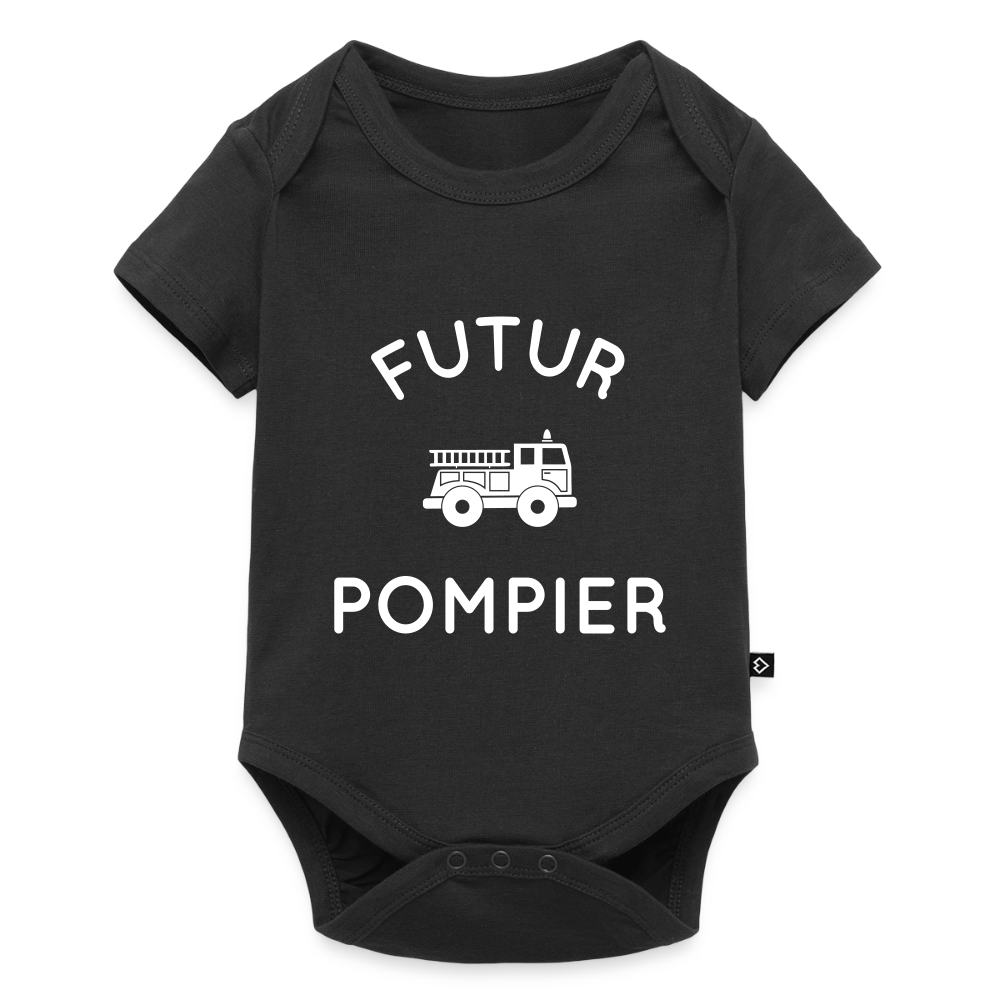 Body Bébé bio manches courtes - Futur pompier - noir