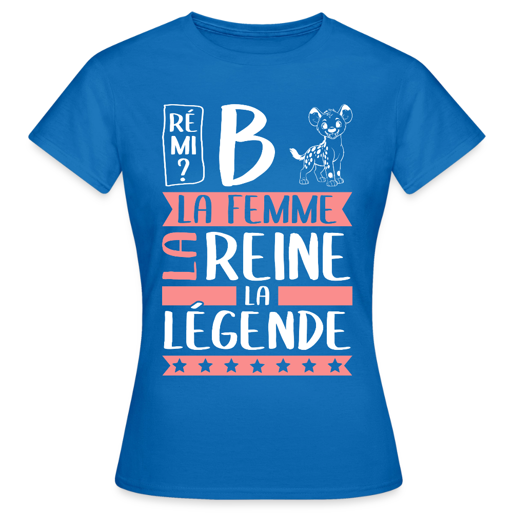 T-shirt femme Fabienne rébus – La femme, la reine, la légende - bleu royal