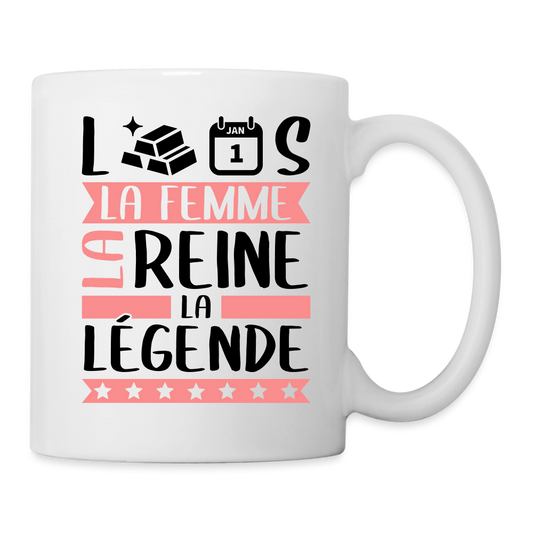 Mug blanc Laurence rébus – La femme, la reine, la légende - blanc
