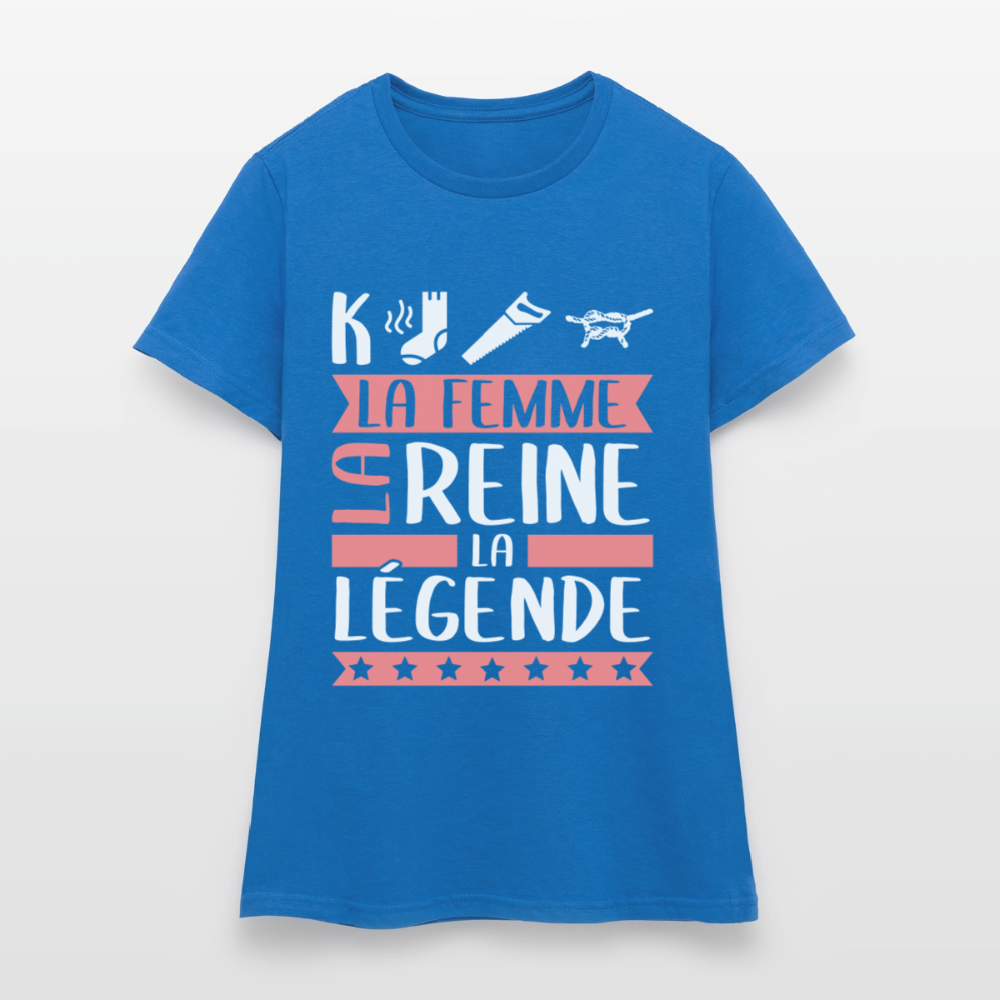 T-shirt femme Capucine rébus – La femme, la reine, la légende - bleu royal