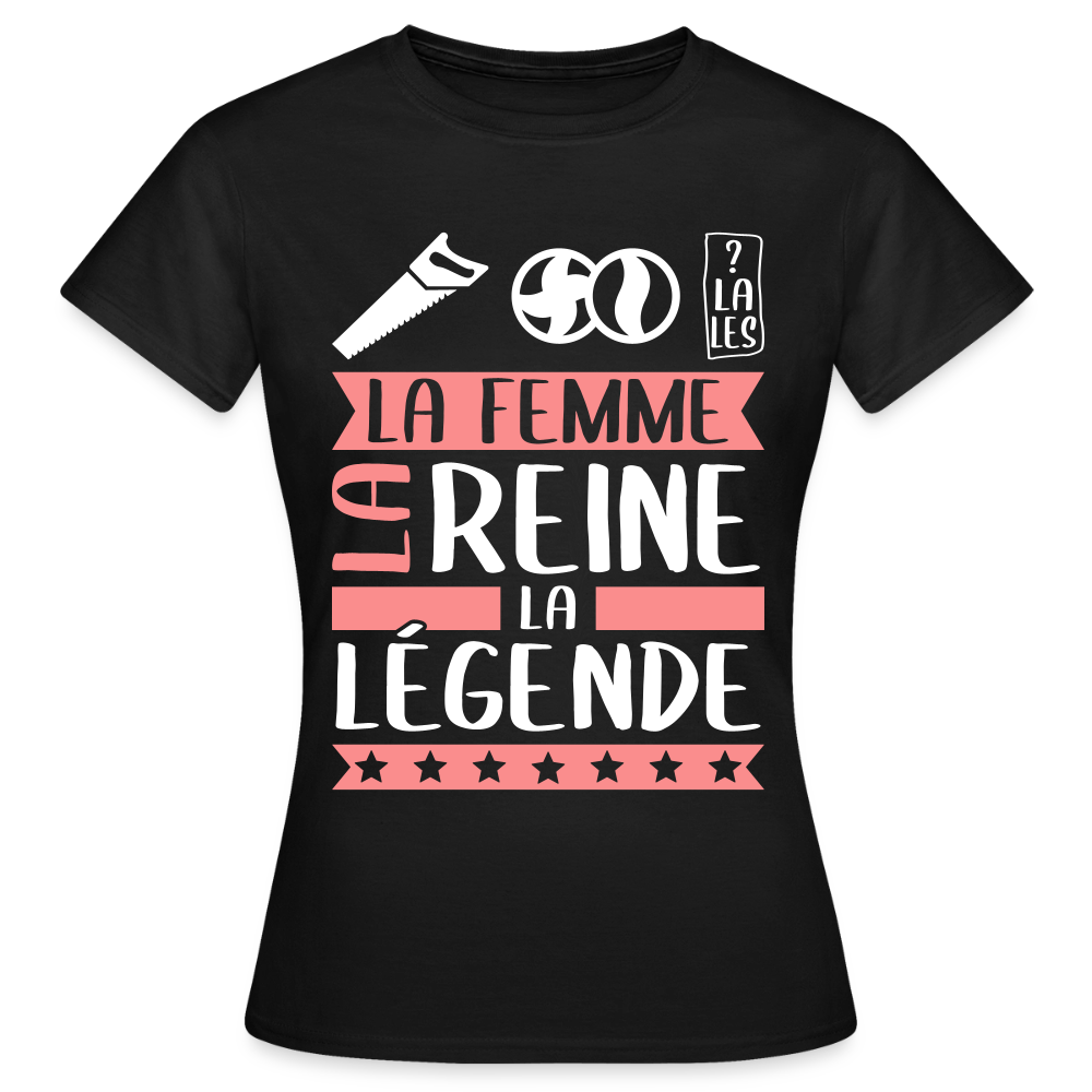 T-shirt femme Sybille rébus – La femme, la reine, la légende - noir