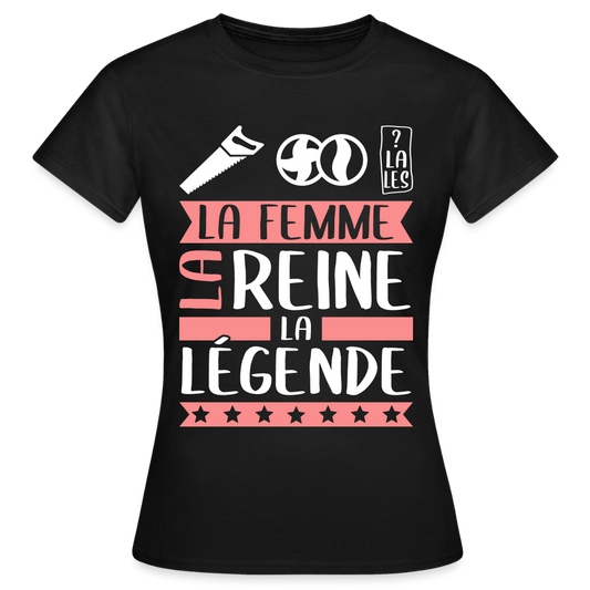 T-shirt femme Sybille rébus – La femme, la reine, la légende - noir
