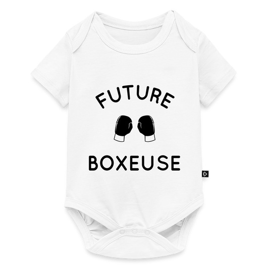 Body Bébé bio manches courtes - Future boxeuse - blanc