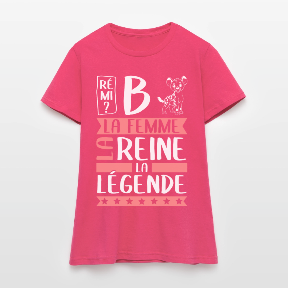 T-shirt femme Fabienne rébus – La femme, la reine, la légende - rose azalée