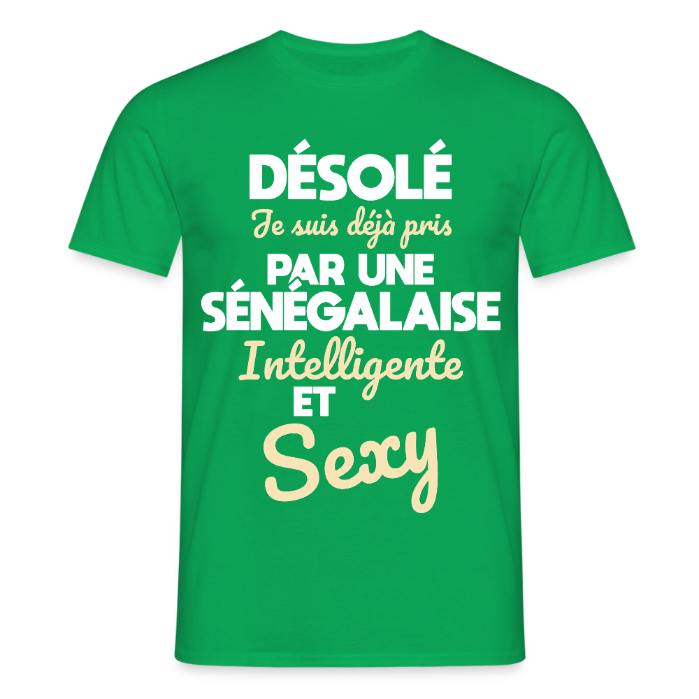 T-shirt Homme -  Je suis déjà pris par une Sénégalaise intelligente et sexy - vert