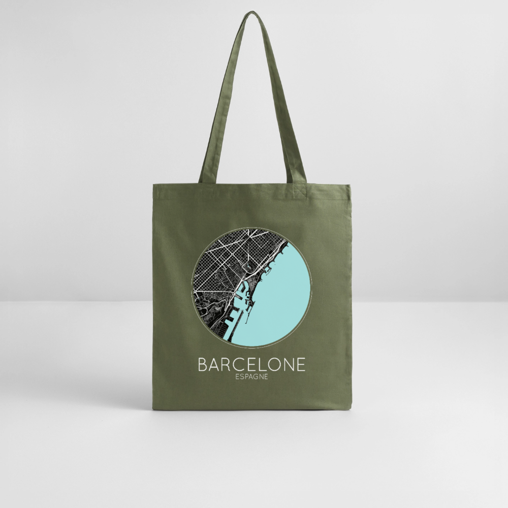 Tote Bag Barcelone Bio – Plan de Barcelone - kaki