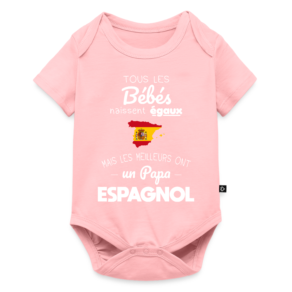 Body Bébé bio manches courtes - Les Meilleurs Ont Un Papa Espagnol - rose
