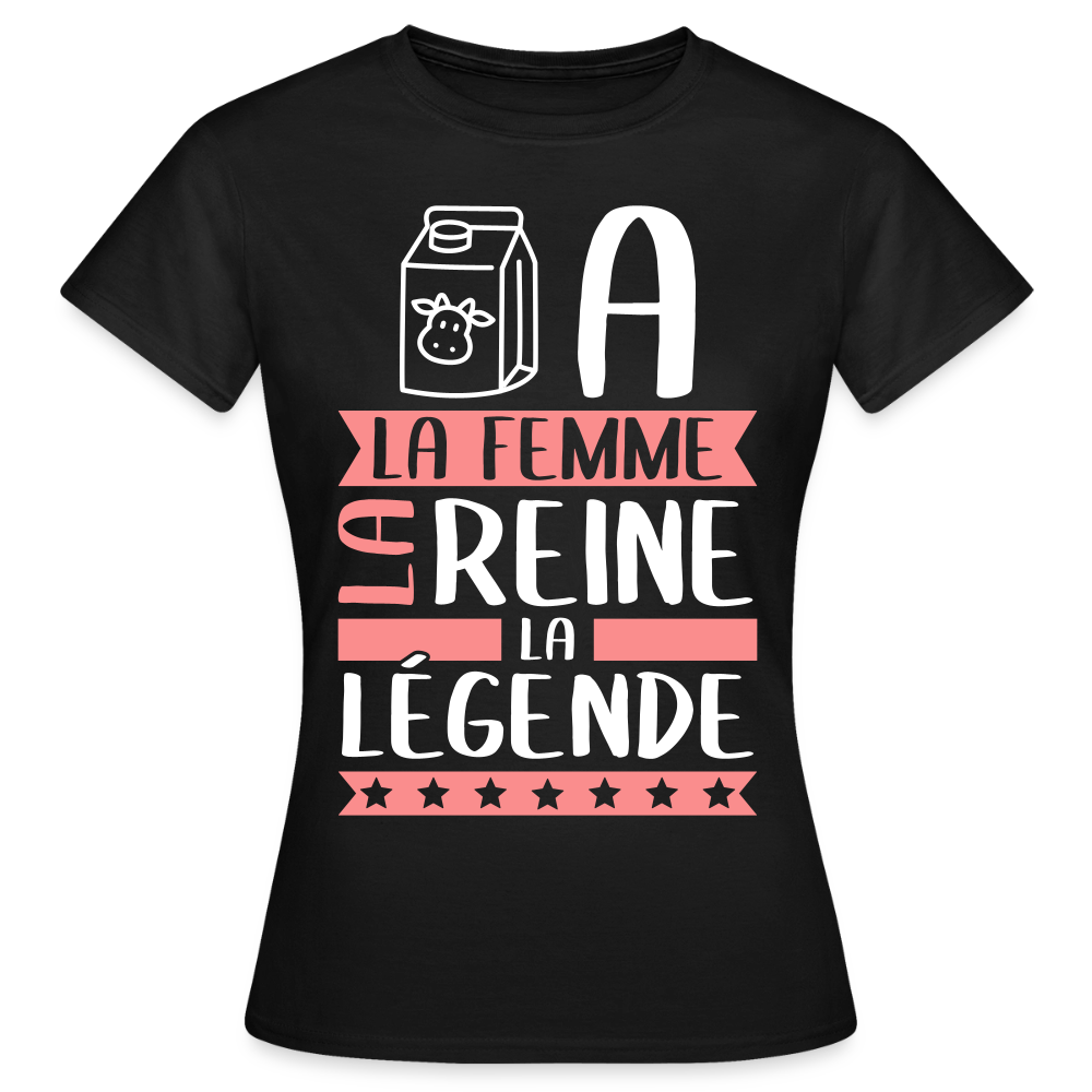 T-shirt femme Léa rébus – La femme, la reine, la légende - noir