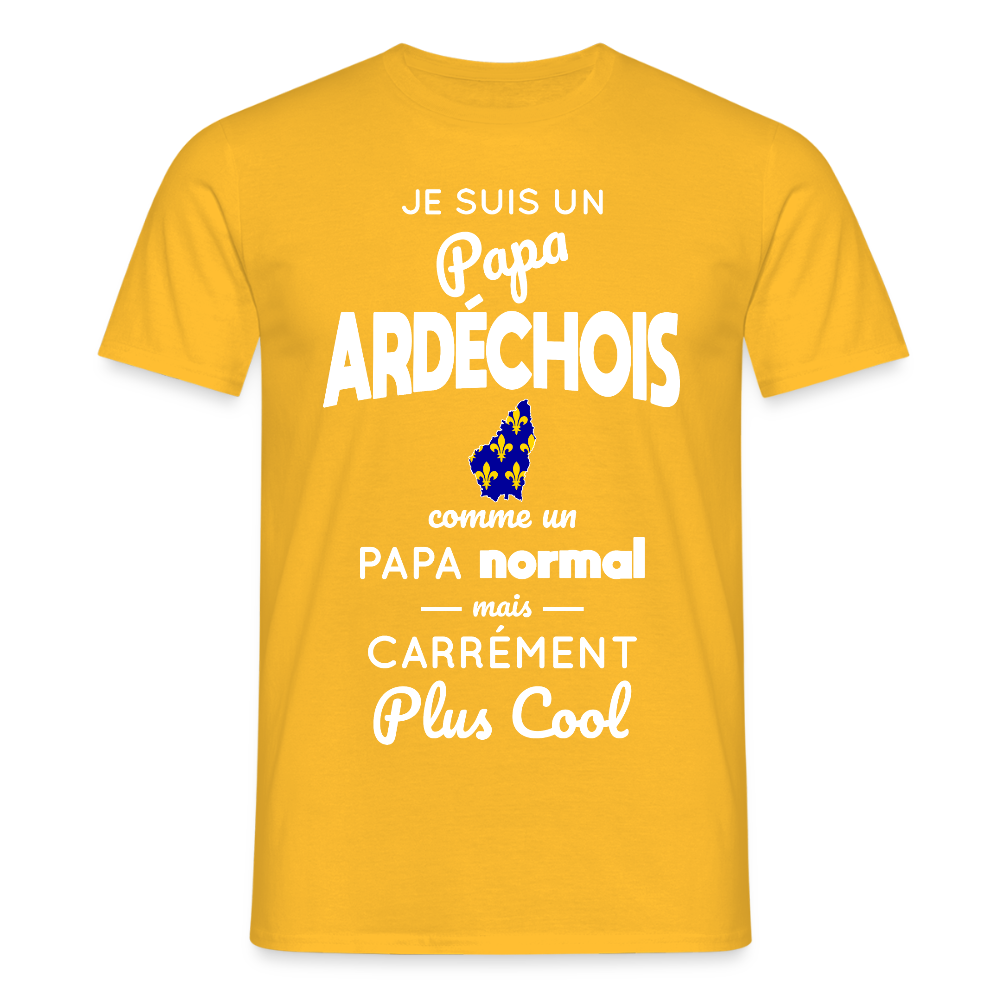 T-shirt Homme - Papa Ardéchois Plus Cool - jaune