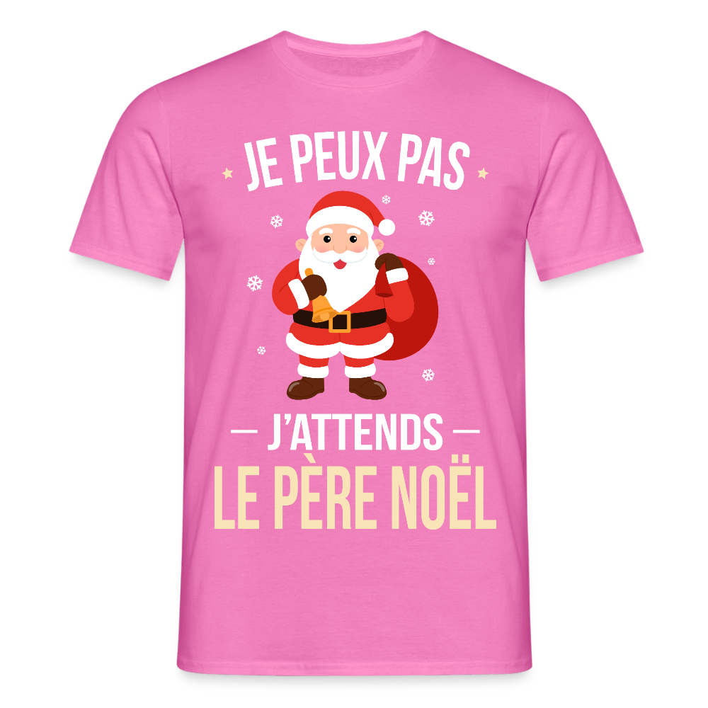 T-shirt homme Noël – Je peux pas, j’attends le Père Noël – Cadeau drôle et festif - rose
