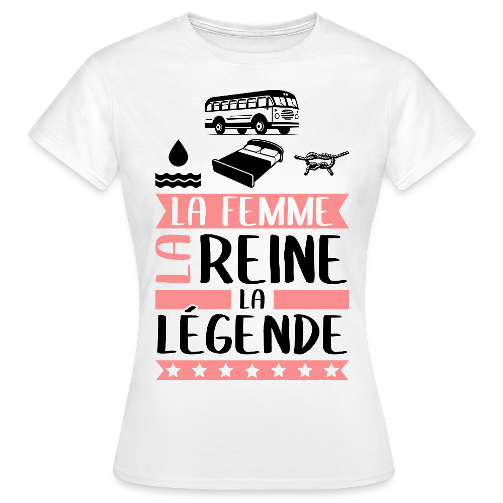 T-shirt femme clair Caroline en rébus – La femme, la reine, la légende - blanc