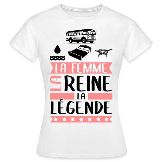 T-shirt femme clair Caroline en rébus – La femme, la reine, la légende - blanc