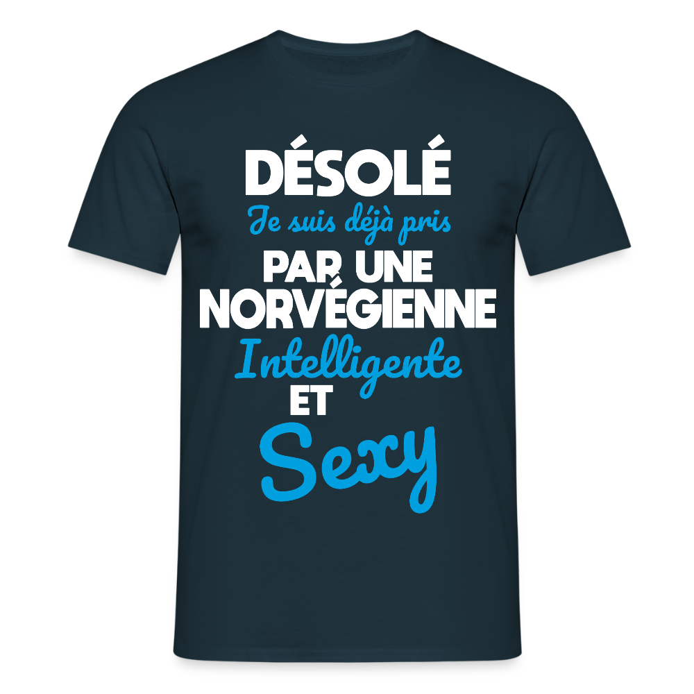 T-shirt Homme -  Je suis déjà pris par une Norvégienne intelligente et sexy - marine