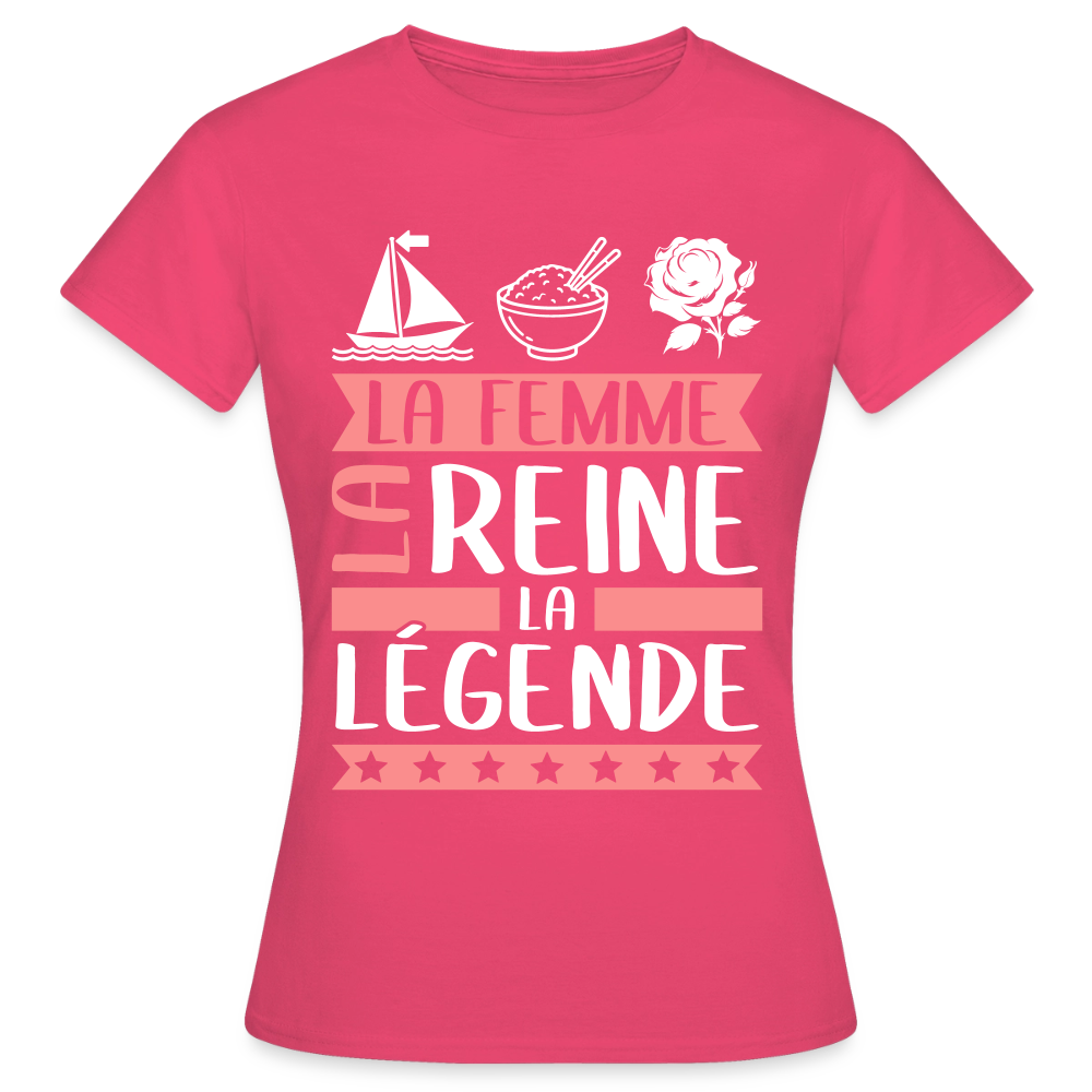 T-shirt femme Marie-Rose rébus – La femme, la reine, la légende - rose azalée