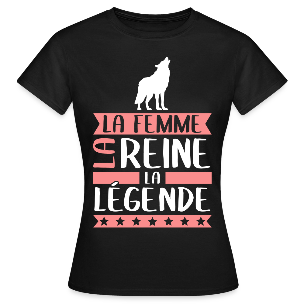 T-shirt femme Lou rébus – La femme, la reine, la légende - noir