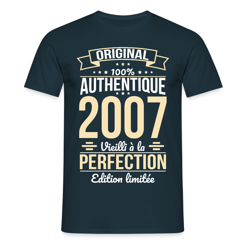 T-shirt Homme - Anniversaire 18 Ans - Original 2007 - marine