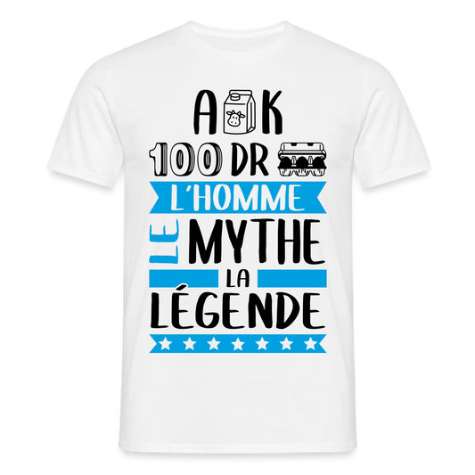 T-shirt homme coloris clair Alexandre rébus – L’homme, le mythe, la légende - blanc
