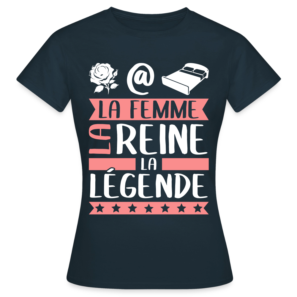 T-shirt femme Rosalie rébus – La femme, la reine, la légende - marine