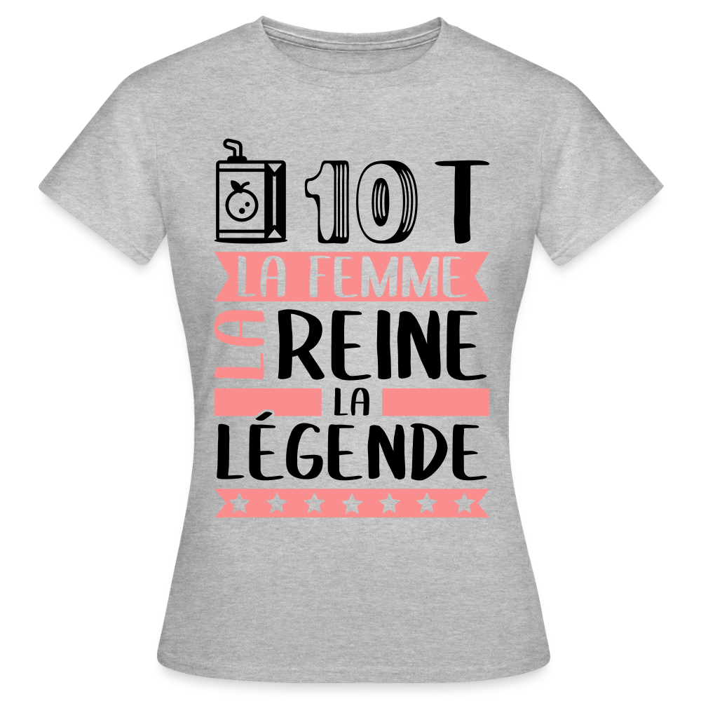 T-shirt femme coloris clair Judith rébus – La femme, la reine, la légende - gris chiné