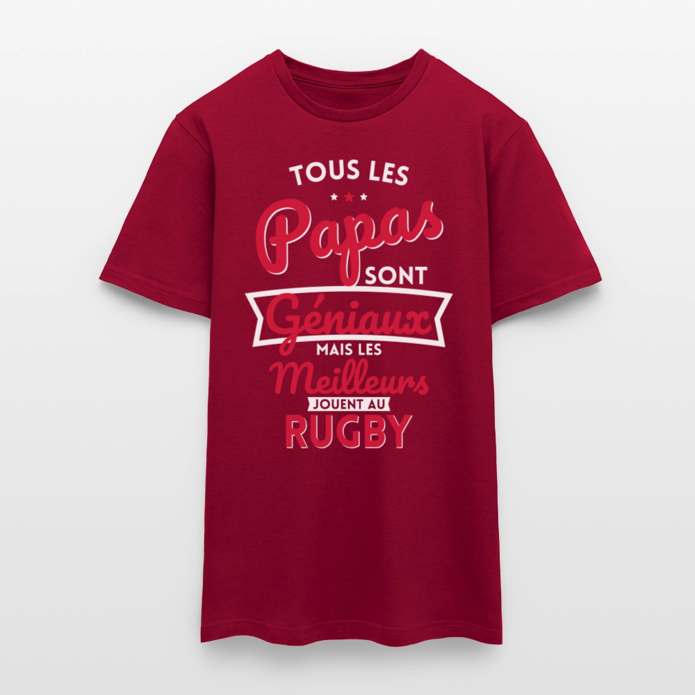 T-shirt Homme - Papas géniaux - Les meilleurs jouent au rugby - rouge brique