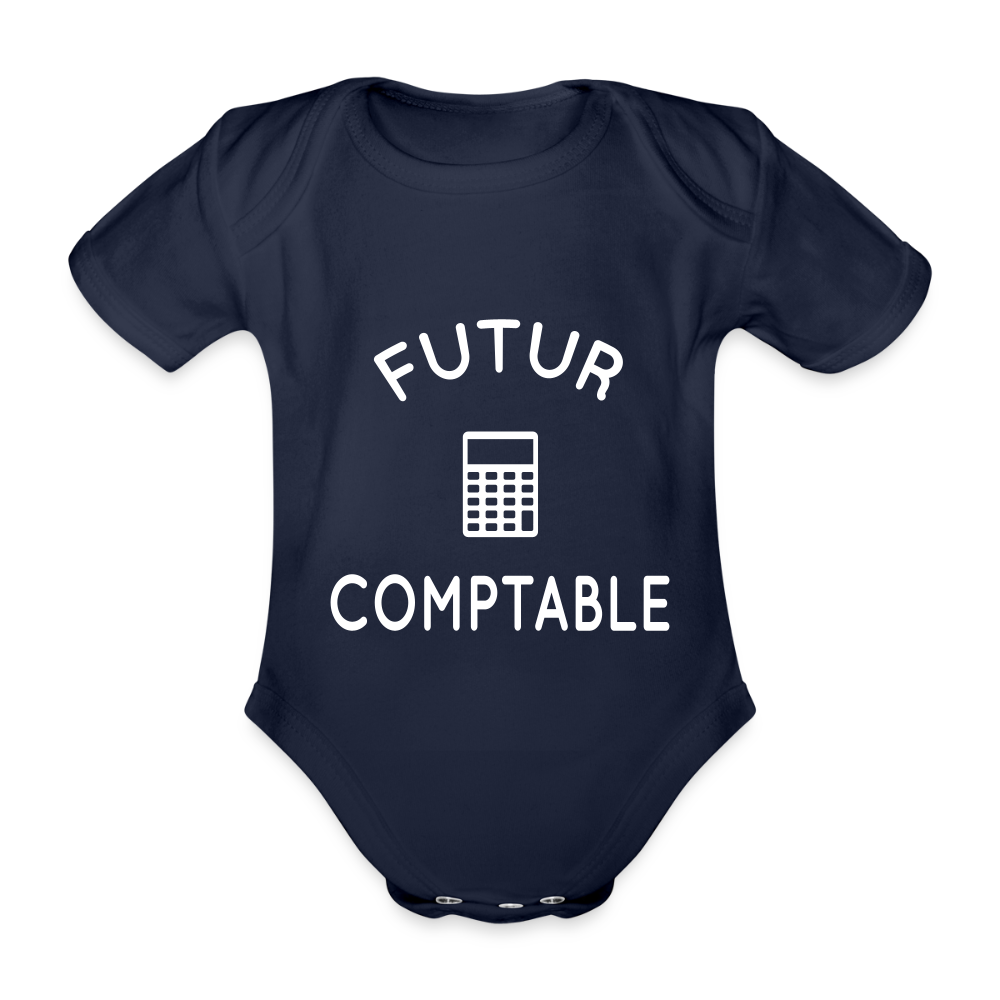 Body Bébé bio manches courtes - Futur comptable - marine foncé
