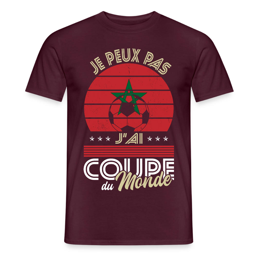 T-shirt Homme - Je peux pas j'ai Coupe du Monde - Maroc - rouge brique
