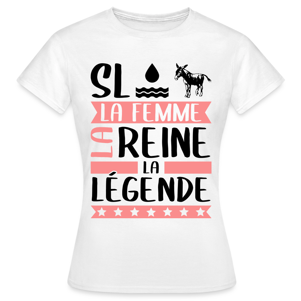 T-shirt femme coloris clair Sloane en rébus – La femme, la reine, la légende - blanc