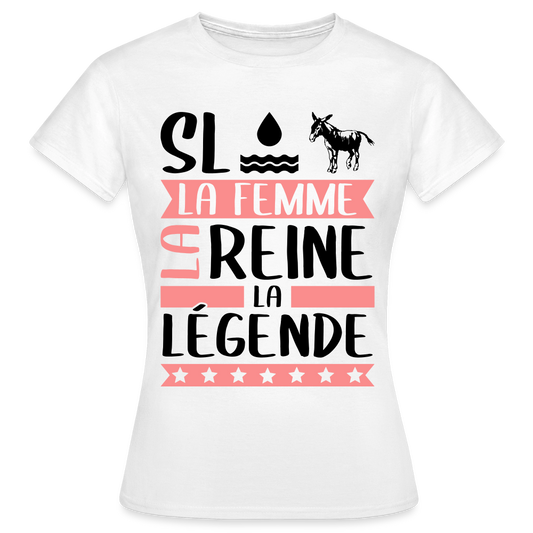 T-shirt femme coloris clair Sloane en rébus – La femme, la reine, la légende - blanc