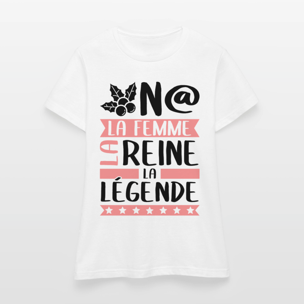 T-shirt femme coloris clair Oona rébus – La femme, la reine, la légende - blanc