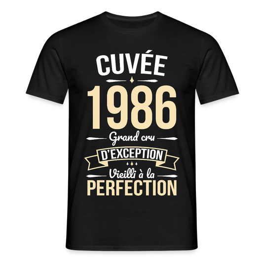T-shirt anniversaire homme 40 ans – Cuvée 1986, Grand cru d’exception - noir