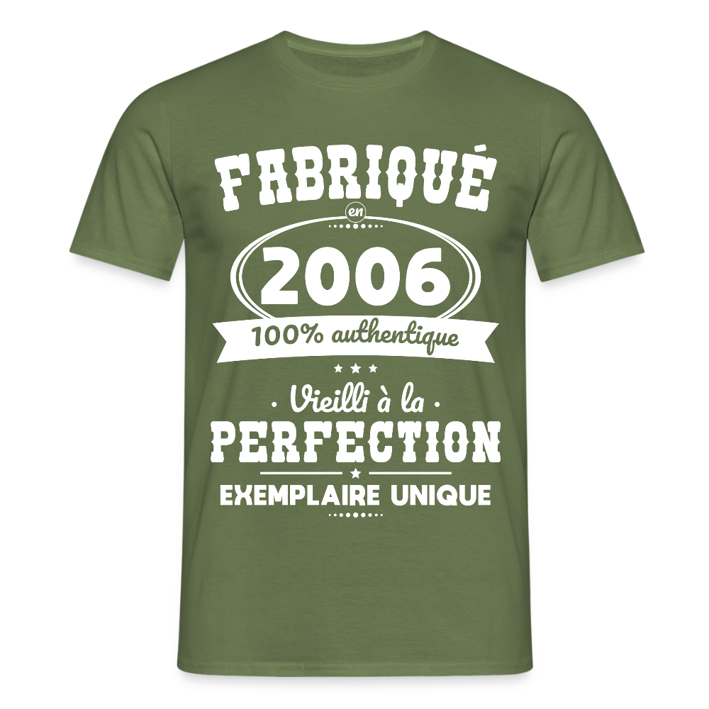 T-shirt Homme - Anniversaire 19 Ans - Fabriqué en 2006 - vert militaire