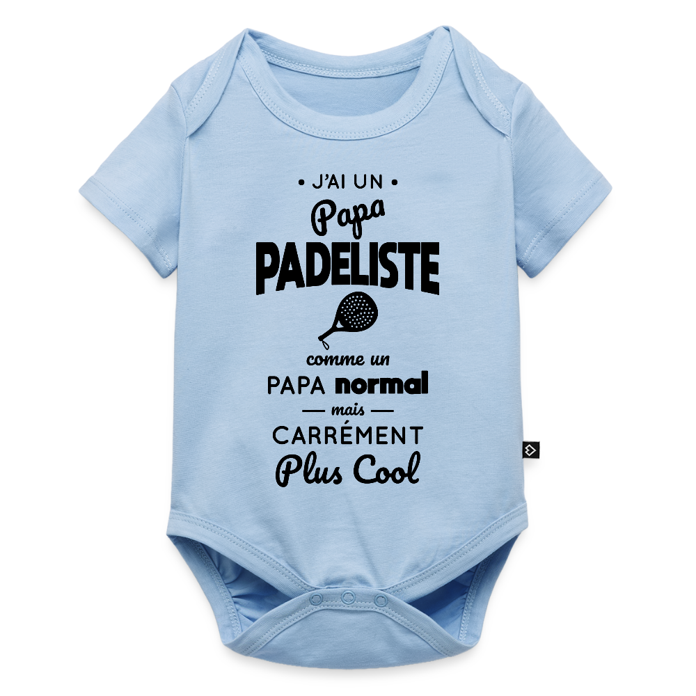 Body Bébé bio manches courtes - J'ai un papa padeliste - bleu clair