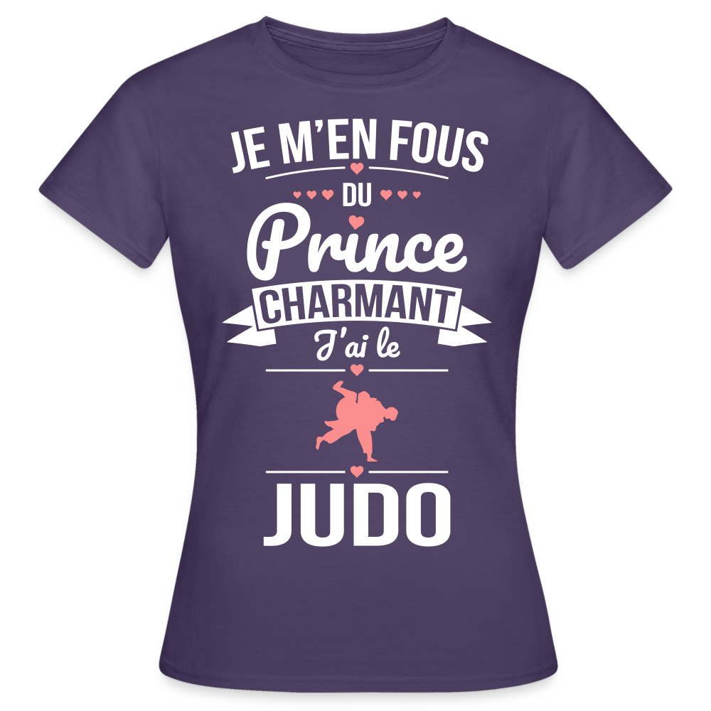 T-shirt Femme - Je m'en fous du prince charmant j'ai le judo - violet foncé