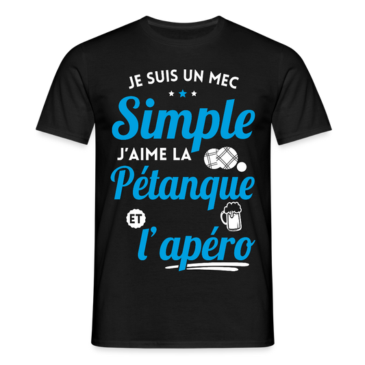 T-shirt Homme - J'aime la pétanque et l'apéro - noir