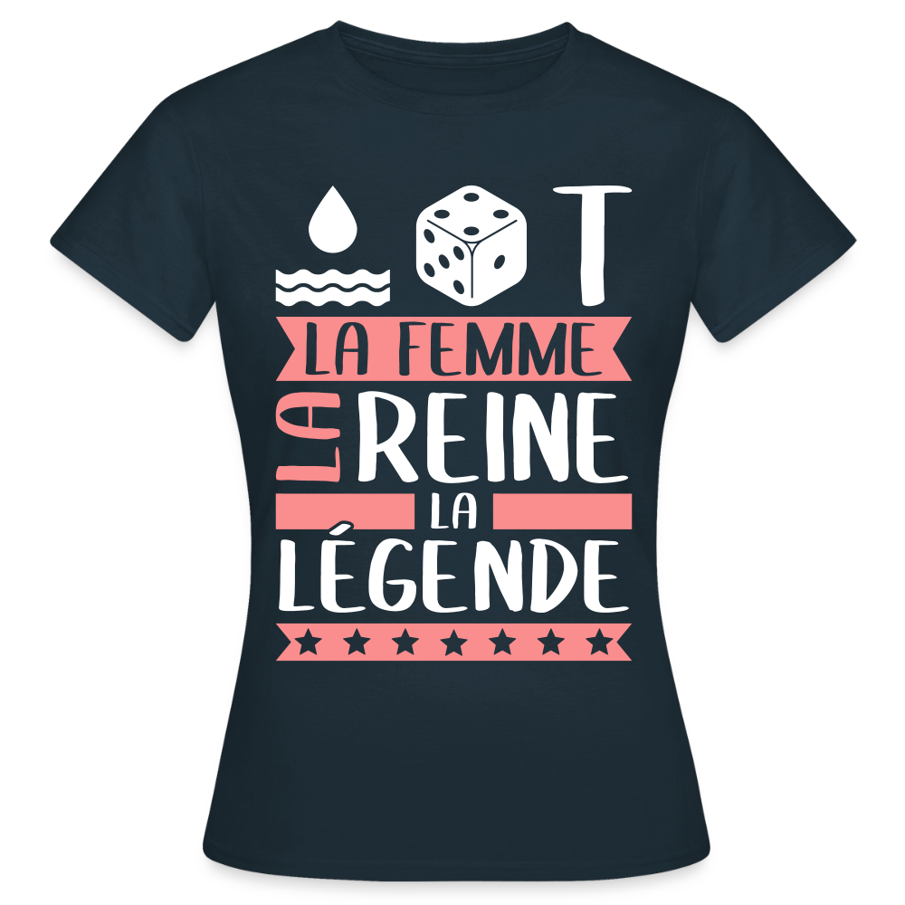 T-shirt femme Odette rébus – La femme, la reine, la légende - marine