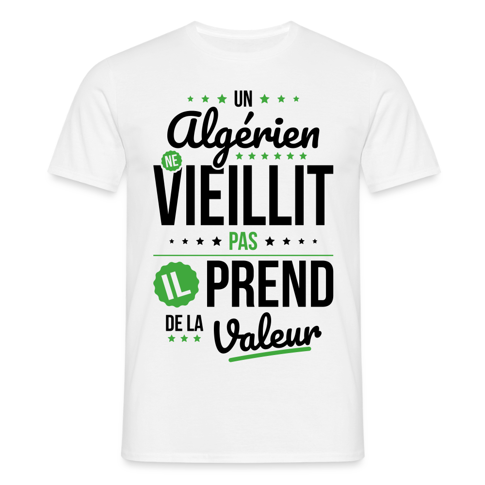 T-shirt Homme - Un Algérien ne vieillit pas - blanc