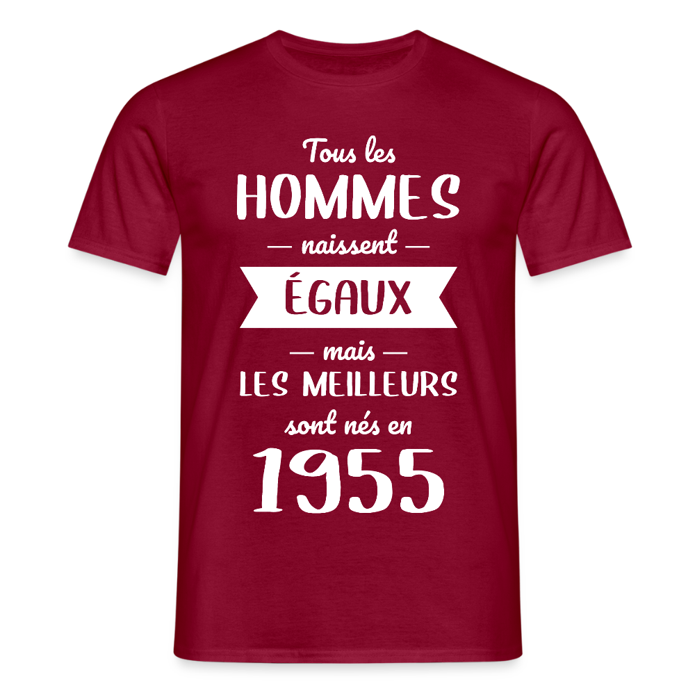 T-shirt Homme - Anniversaire 70 Ans - Les meilleurs sont nés en 1955 - rouge brique