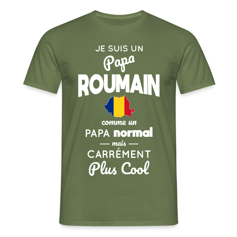 T-shirt Homme - Papa Roumain Plus Cool - vert militaire