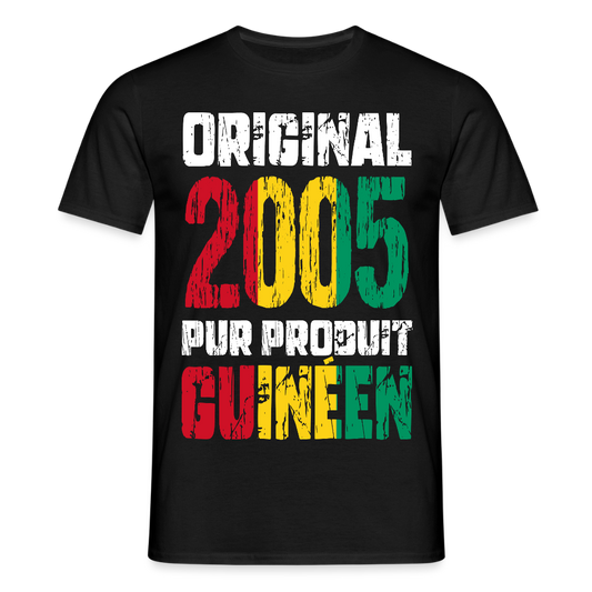 T-shirt Homme - Anniversaire 20 Ans - Original 2005 - Pur produit Guinéen - noir