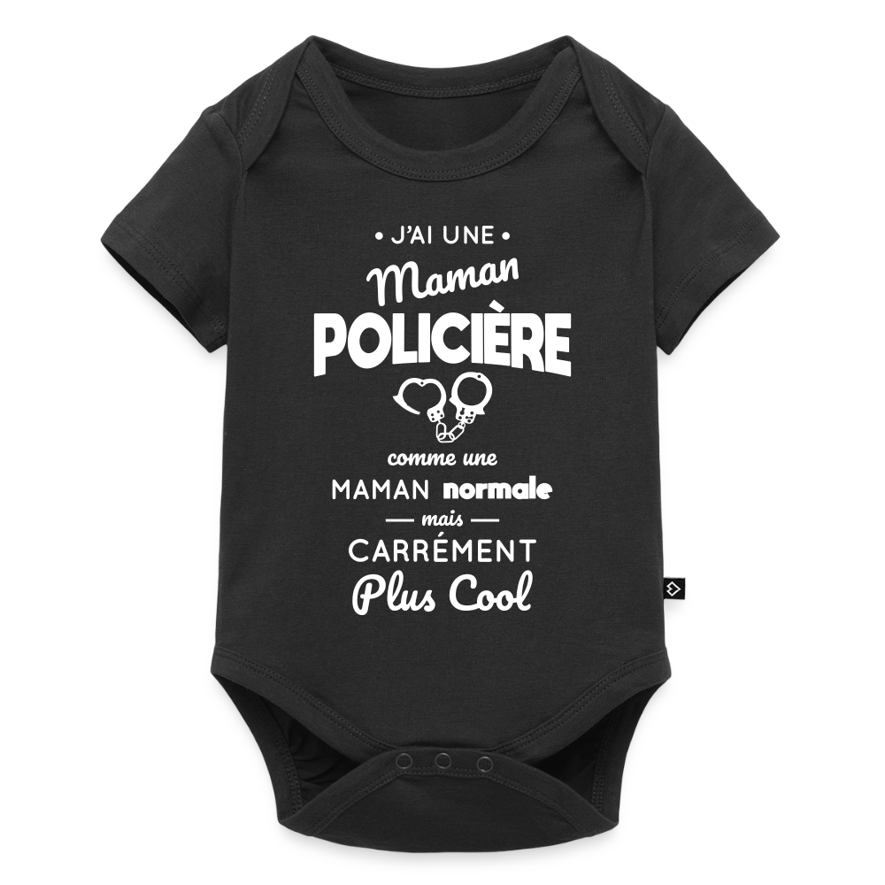 Body Bébé bio manches courtes - J'ai une maman policière - noir