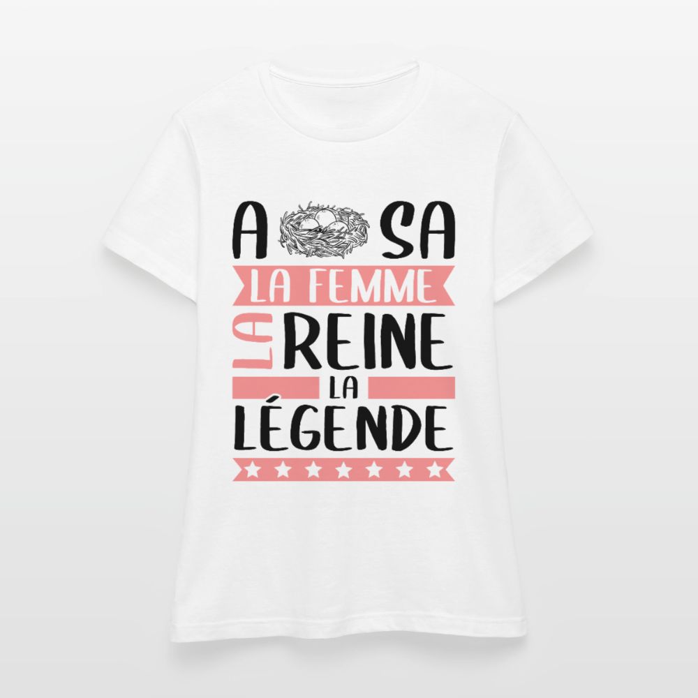 T-shirt femme coloris clair Anissa rébus – La femme, la reine, la légende - blanc