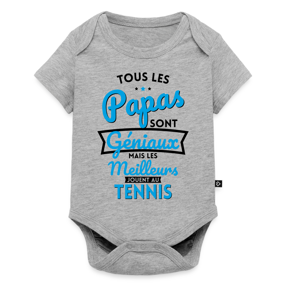 Body Bébé bio manches courtes - les meilleurs jouent au tennis - gris chiné