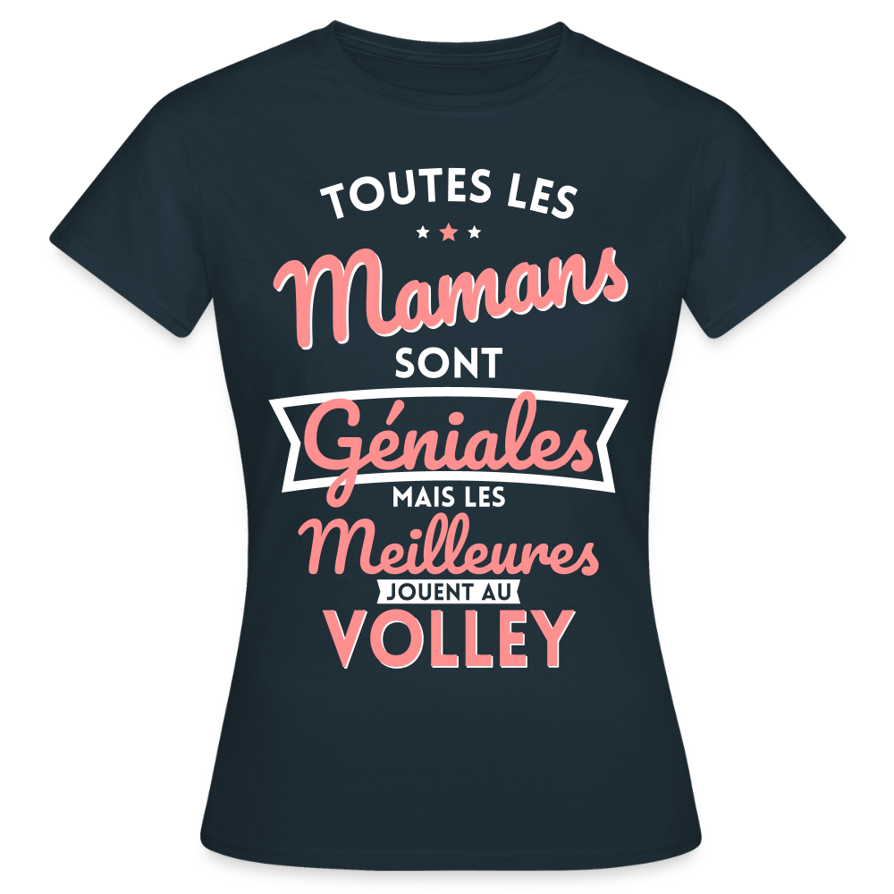 T-shirt Femme - Mamans géniales - Les meilleures jouent au volley - marine