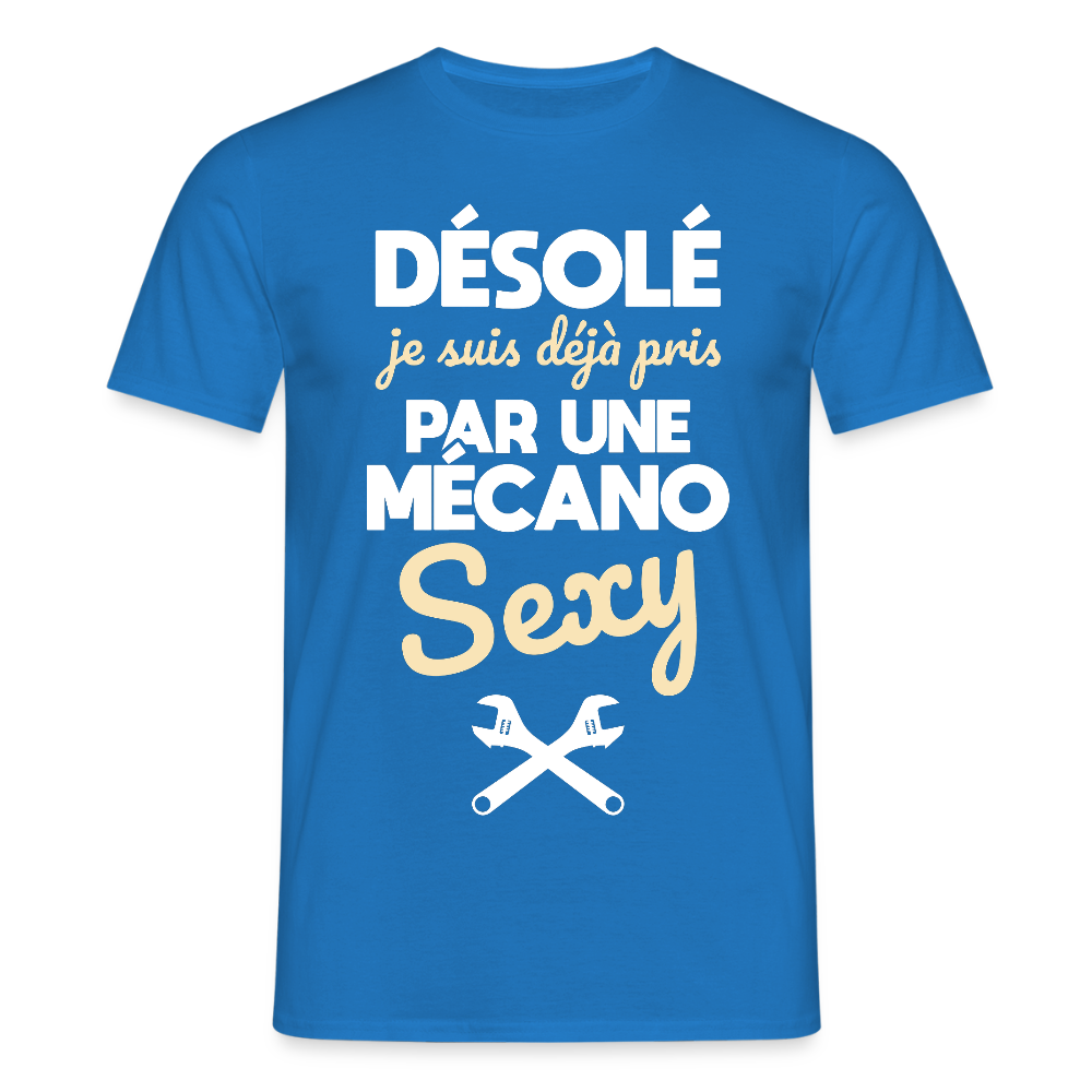 T-shirt Homme - Je suis pris par une mécano sexy - bleu royal